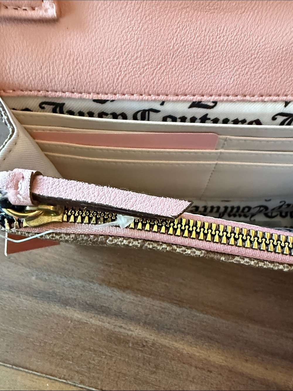 NWT - Juicy Couture Pink & Brown Monogram Crossbody Wallet - Picture 10 of 12